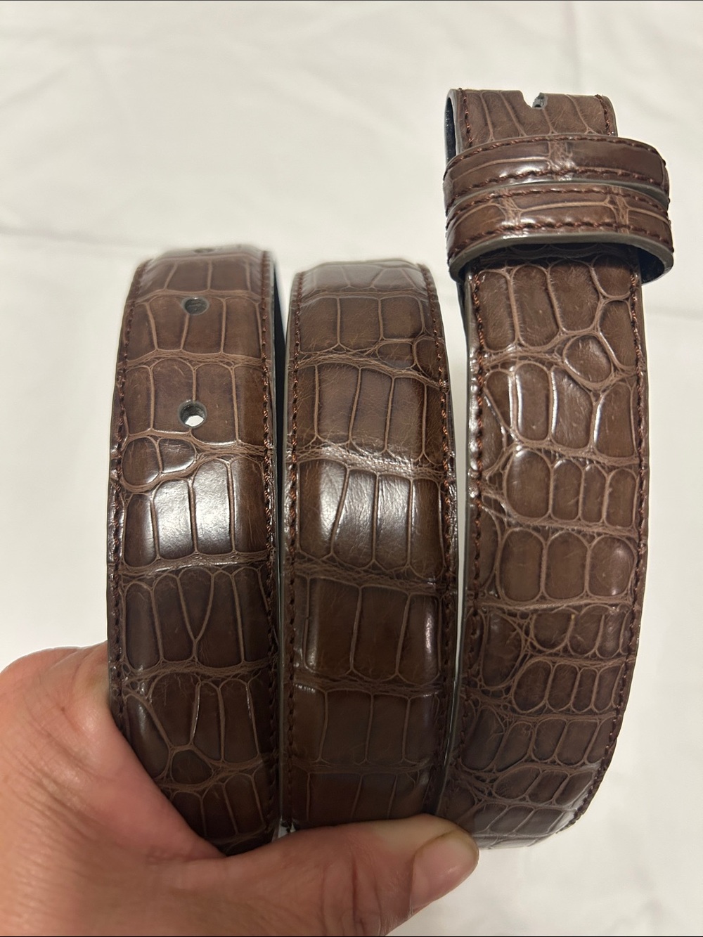 Catherine M. Zadeh Genuine Alligator Leather Belt Strap Only - Cognac - Sz 34